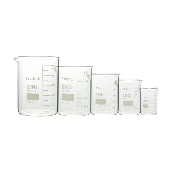Set Becher formato basso in borosilicato