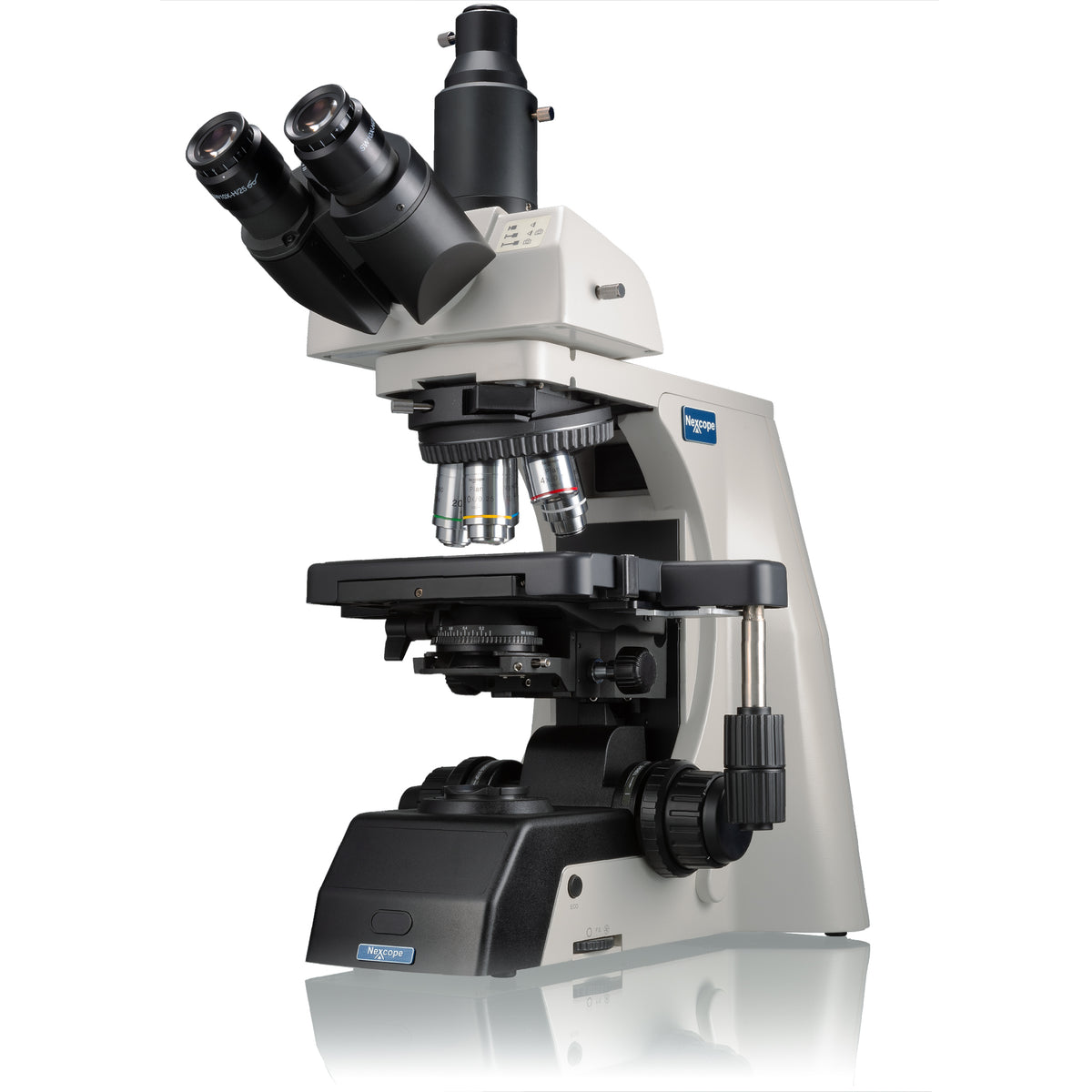 Microscopio Dritto Nexcope NE910 per Campo Chiaro, Contrasto di Fase, DIC, Polarizzazione e Fluorescenza – Binoculare o Trinoculare